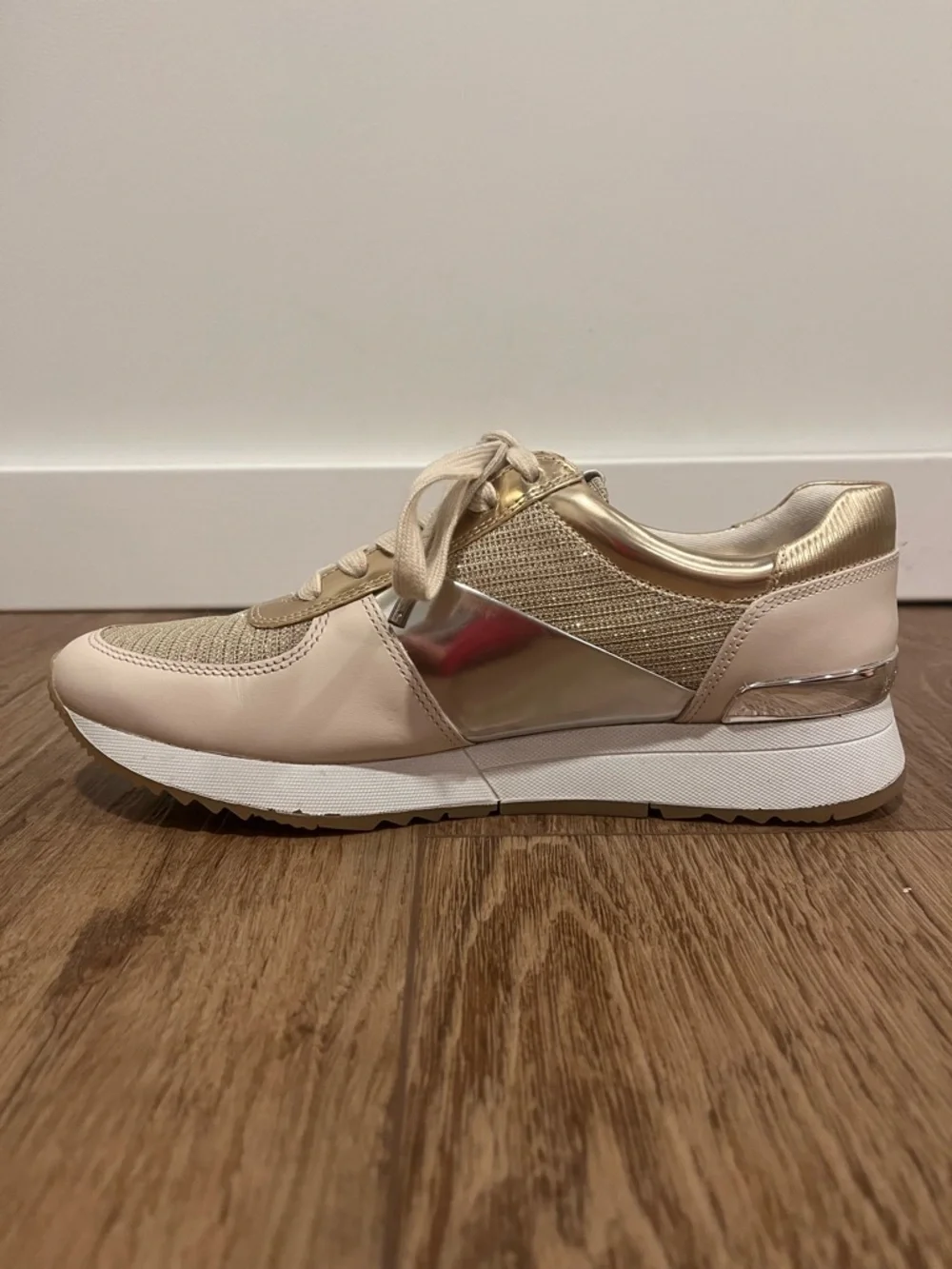 Michael Kors MK Allie Gold Silver Trainer Sneakers